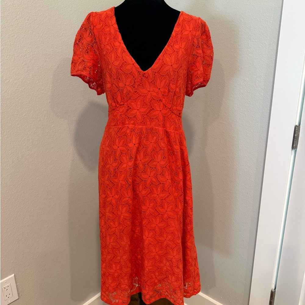 Elegant Orange Lace Dress